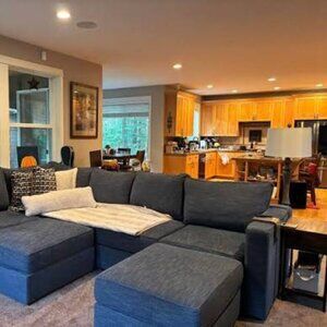 Lovesac Deep Side Cover: Vintage Blue Rained Chenille